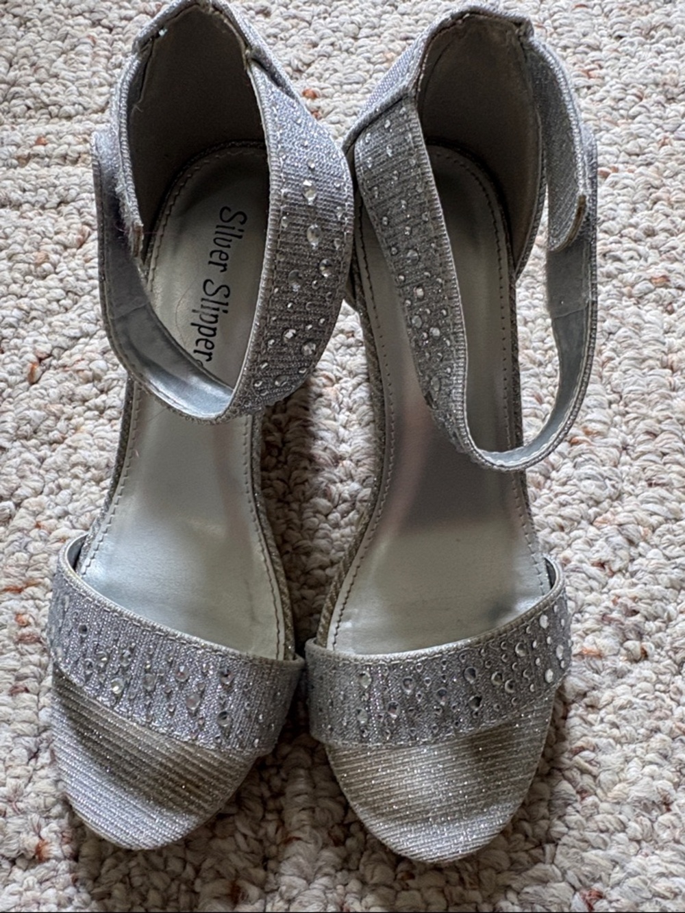Silver Sparkle Girls' Dress Sandals with Ankle Strap